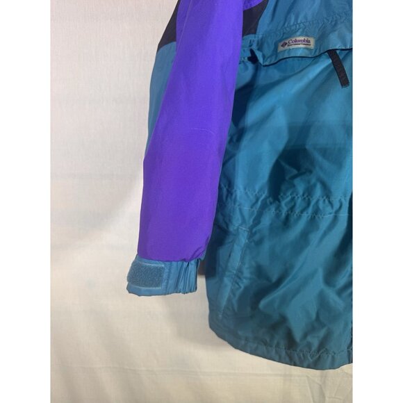 Vintage Columbia Bugaboo Ski Jacket Woman XL Teal Purple 90s Colorblock Gizzmo - Picture 3 of 16